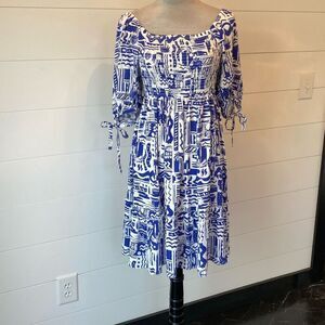 Marissa Olivia Blue and White Bishop Sleeve Sundress Size Small